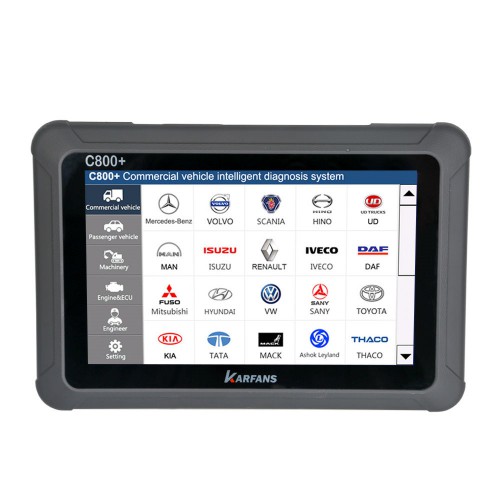 CAR FANS C800+ Diagnostic Heavy Duty Scan Tool Truck Scanner for Commercial Vehicle/Passenger Vehicle/Machinery with Special Function Calibration