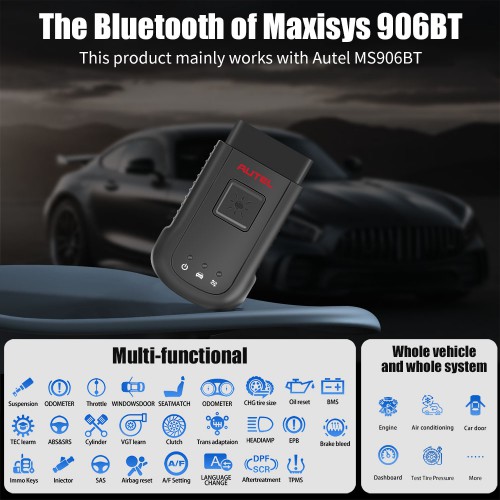 Autel MaxiSYS-VCI100 Compact Bluetooth Interface Pour Autel MS906BT, MS906TS, MK908, MS908, MS908S Pro, MS908 Pro, MK908P, MK906BT, Maxisys Elite