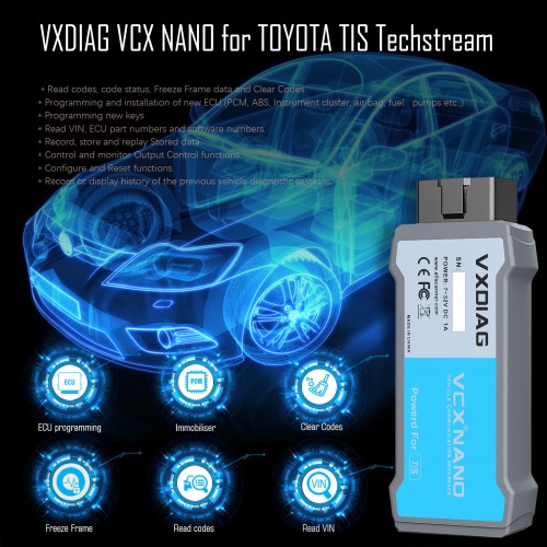 WIFI VXDIAG VCX NANO pour TOYOTA Techstream v14.00.018 Compatible with SAE J2534