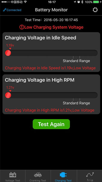 battery monitor change voltage in high rpm