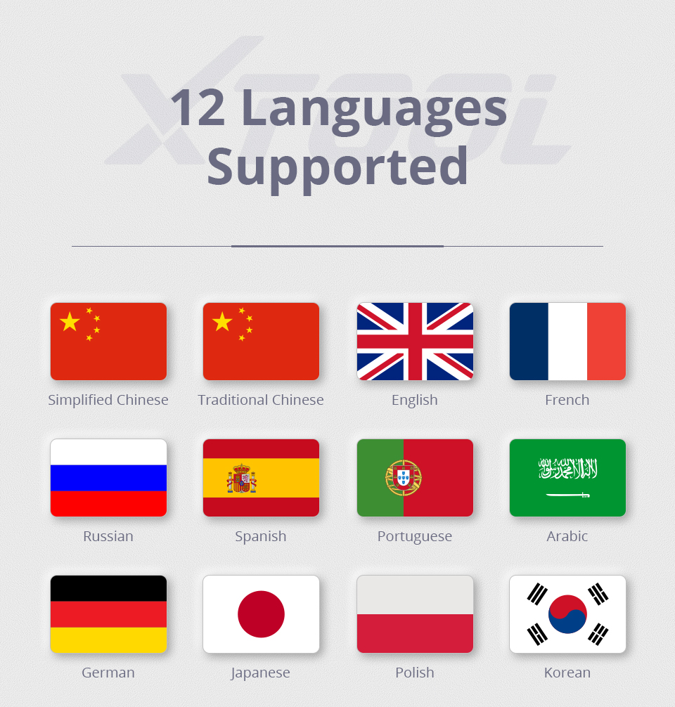XTOOL AD10 12 languages supported