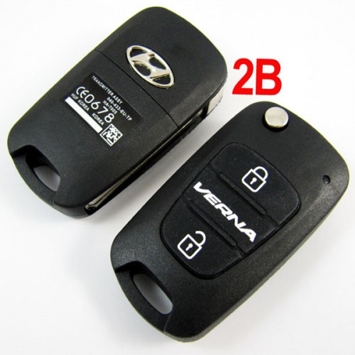 Verna modified flip remote key shell 2 button For Hyundai 5pcs/lot