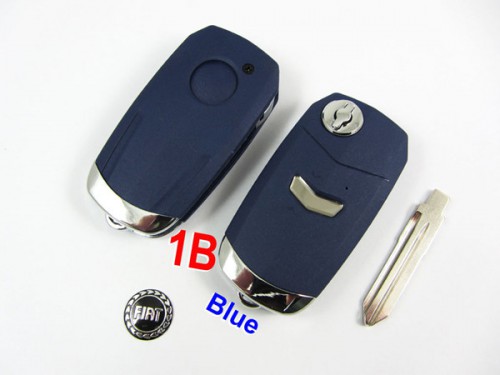 Flip remote key shell 1 button blue color Flat slotting For Fiat 5pcs/lot