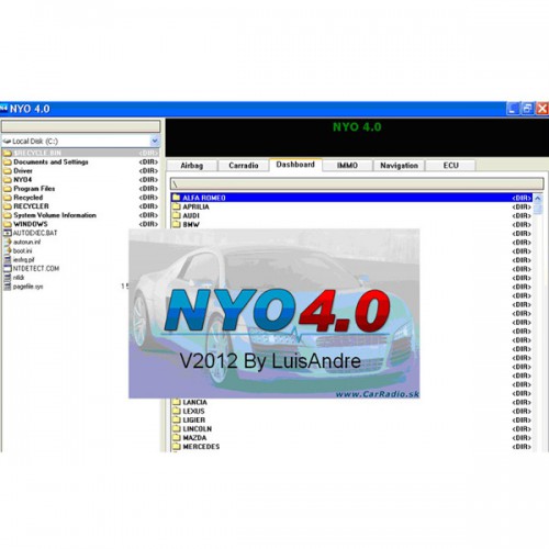 2012 NYO V4.0 Full for kilometrage RadioCar Airbag Navigator