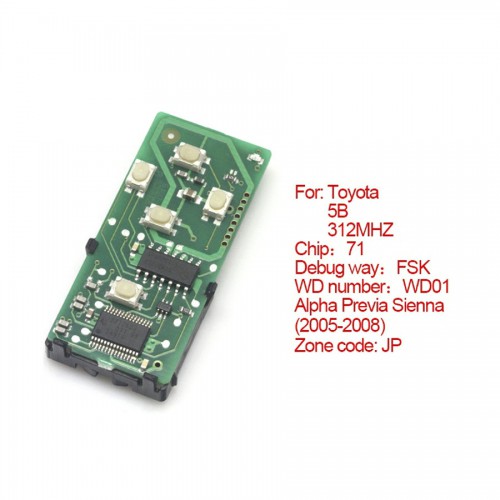 Smart card board 4 buttons 433.92MHZ For Toyota number :271451-5290-Eur