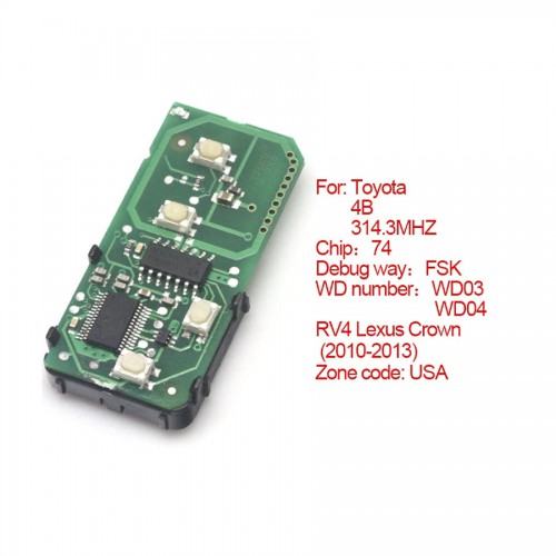 Smart card board 4 buttons 433.92MHZ For Toyota number :271451-5290-Eur
