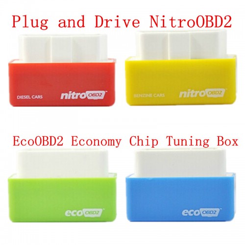 Plug and Drive NitroOBD2 Performance Chip Tuning Box/EcoOBD2 Economy Chip Tuning Box for Benzine/Diesel Cars