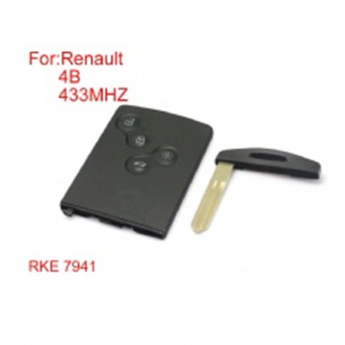 Renault Koleos half smart remote key 4buttons 433 mhz PCF7941(After market) sliver logo