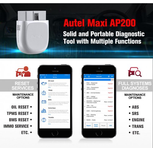 Autel MaxiAP AP200 Bluetooth Full-Système OBD2 Scanneur Lecteur De Code Pour iOS/Android
