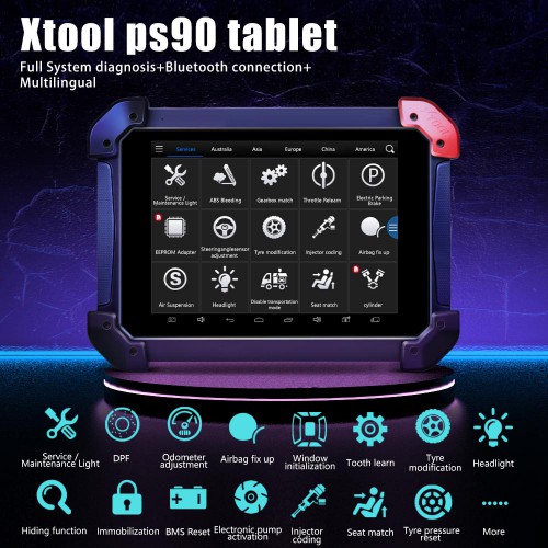 WiFi XTool PS90 Tablet Auto Diagnostic Appareil Avec Fonctions Spéciale IMMO/Odomètre/DPF/EPS/TPS/EPB Mise A Jour 2 Ans