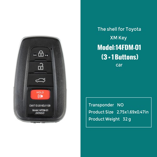VVDI Toyota XM Key Shell 1732 3+1 Button 5PCS