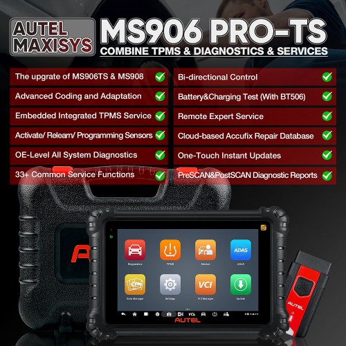 Autel MaxiSYS MS906PRO TS 988 TPMS Diagnostic Scanneur Mise à niveau de MS906TS/MS906BT/MK906BT/MS906 Aucune Restriction IP