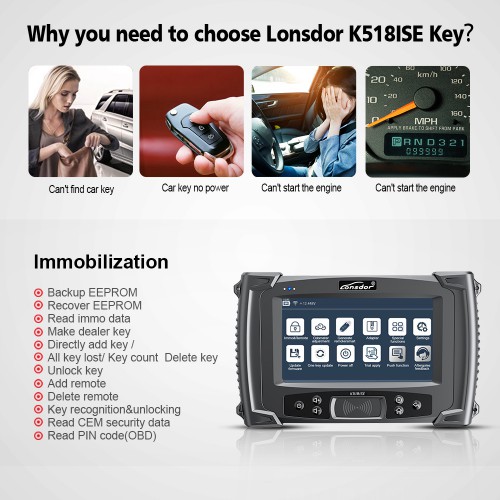Original Lonsdor K518ISE Key Programmer Ajustement De l'Odomètre Supporte VW 4th 5th immobilization Mise A Jour En Ligne