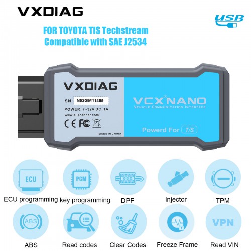 WIFI VXDIAG VCX NANO pour TOYOTA TIS Techstream v14.00.018 Compatible with SAE J2534