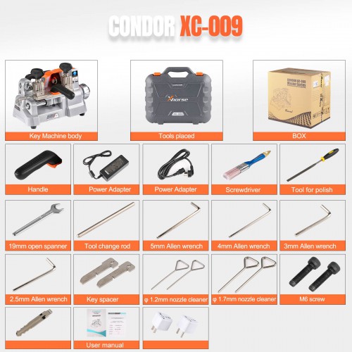 Xhorse Condor XC-009 Key Cutting Machine for Single-Sided keys and Double-Sided Keys