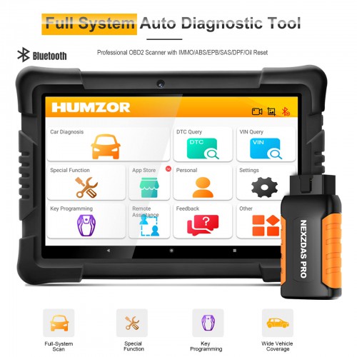 Humzor NexzDAS Pro Bluetooth Tablet Full Systèmes OBD2 Auto Diagnostic Appareil Avec IMMO/ABS/EPB/SAS/DPF/Oil Reset