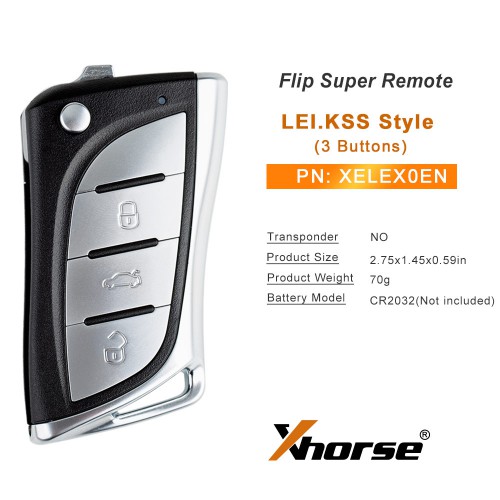 Xhorse XELEX0EN Super Remote Avec XT27A01 XT27A66 Chip Lexus Style 3 Boutons 5PCS