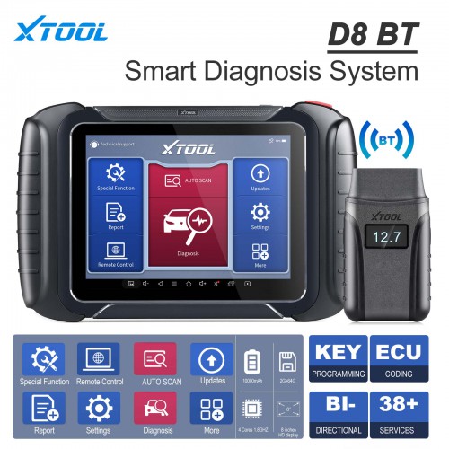 XTOOL D8 BT Full Système Diagnostic Appareil Test Actif Avec 38 Fonctions Service Support ECU Codage/CAN FD