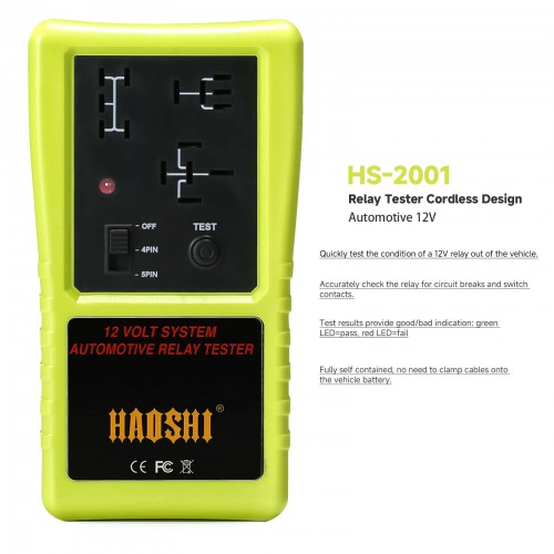 HAOSHI Automotive 12V Relay Tester Cordless Design Green