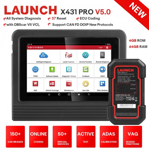 Original Launch X431 V5.0 8inch Tablet Wifi/Bluetooth Full Système Diagnostic EU Version Avec Fonctions Spéciales Supporte CANFD