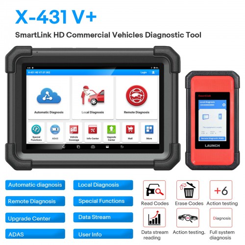 Launch X-431 V+ SmartLink HD Outil de diagnostic pour véhicules commerciaux avec connecteur SmartLink C 2.0 Remplace X431 V+ HD 3