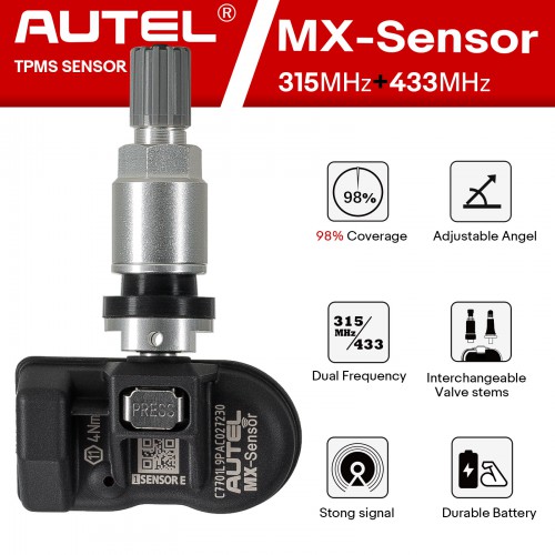 Autel MX-Sensor 433/315 MHZ 2 IN 1 TPMS Sensor Programmable Universal 4PCS