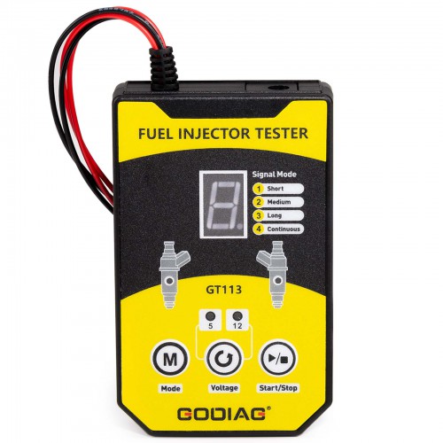 GODIAG GT113 Universal Fuel Injector Tester Fuel Injector Cleaner Kit with 6 Sizes of Adapters 8 Pulse Modes for Cars, Motorcycle