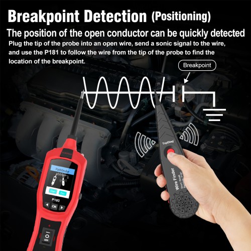 TopDiag P180 for 9-30 Volts Vehicle Electrical System Daignostics Injectors Test Support Cars, Pickups, SUVs, Motorcycles, Excavators, Steamships