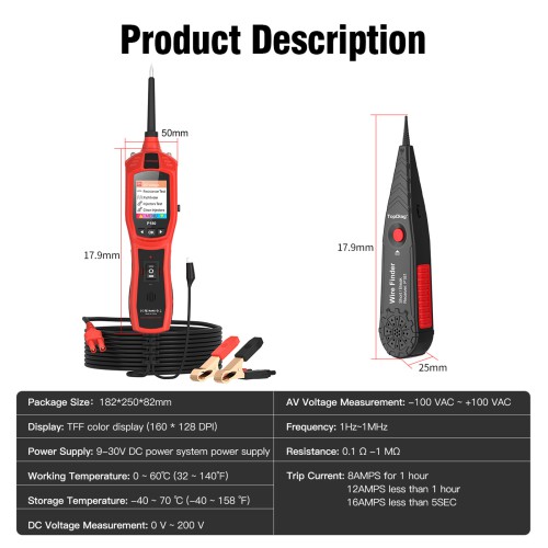 TopDiag P180 for 9-30 Volts Vehicle Electrical System Daignostics Injectors Test Support Cars, Pickups, SUVs, Motorcycles, Excavators, Steamships