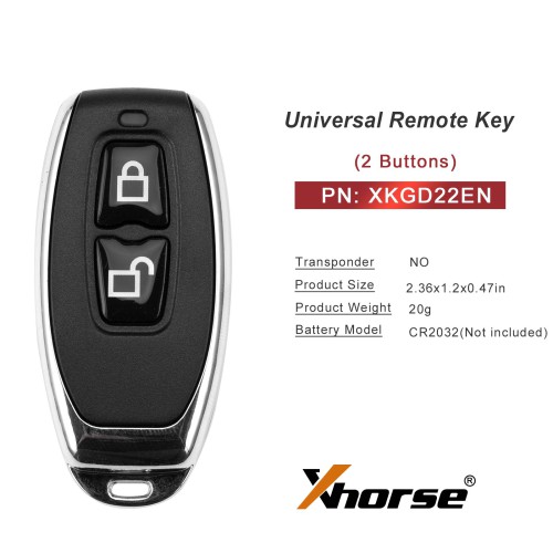 XHORSE XKGD22EN Garage Door Second Generation Universal Remote Key 5PCS