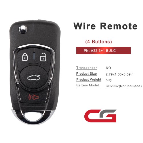 CG A22-3+1 BUI.C New Style (Flip-4BTN) 4 Buttons Wire Remote Used with CGDl K2 Remote Key Programmer 5PCS