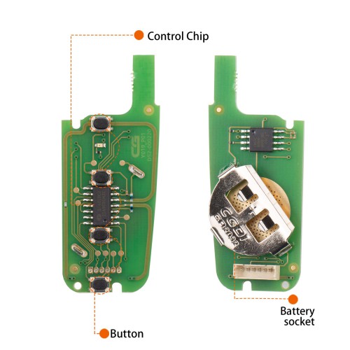 CG A12-3+1 FOR.D Style(Flip-4BTN-Unmovable Key Ring) 4 Buttons Wire Remote Used with CGDl K2 Remote Key Programmer 5PCS