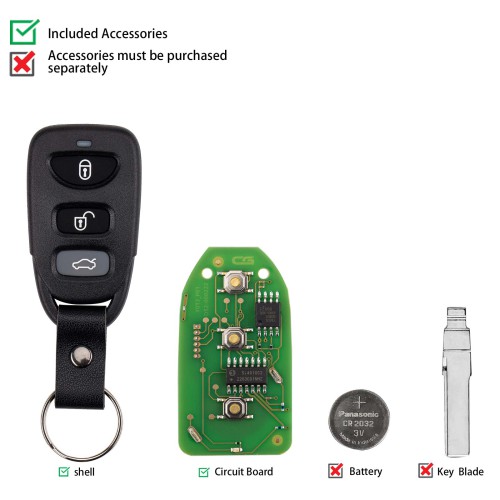 CG A09-3+1 HYU.D Style(Separate-3+1BTN)) 4 Buttons Wire Remote Used with CGDl K2 Remote Key Programmer 5PCS