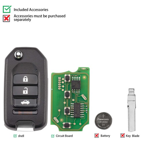 CG A10-3+1 HON.D Style(Flip-3+1BTN) 4 Buttons Wire Remote Used with CGDl K2 Remote Key Programmer 5PCS