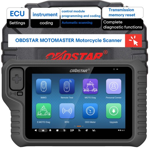 OBDSTAR MOTOMASTER Motorcycle Scanner STD Support IMMO MOTO Diag  E-MOTO Diag  Remote Test  ODO Meter ECU Flasher