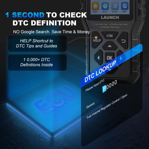LAUNCH CR529 OBD2 Scanner Diagnostic Tool Code Reader Clear Codes I/M Readiness Freeze Frame Read VIN Code Automatically