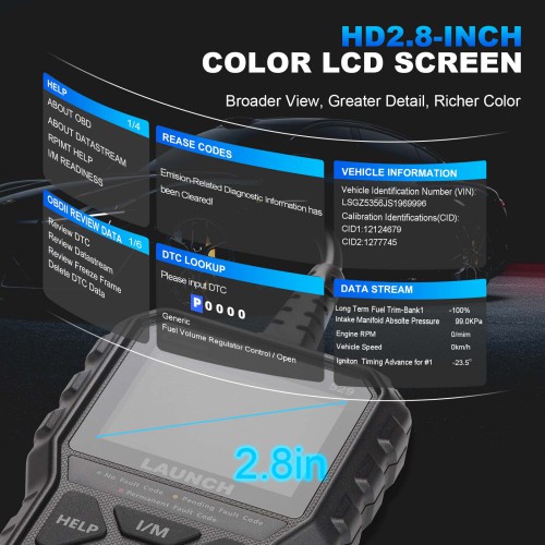 LAUNCH CR529 OBD2 Scanner Diagnostic Tool Code Reader Clear Codes I/M Readiness Freeze Frame Read VIN Code Automatically