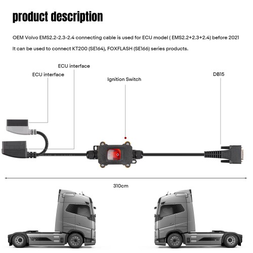 OEM Volvo EMS2.2-2.3-2.4 Câble De Connexion pour les Modèle EMS2.2+2.3+2.4 avant 2021