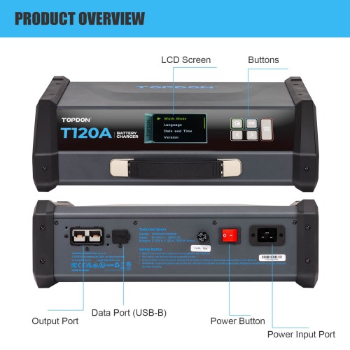 TOPDON T120A Stable Power Supply & 12V Battery Charger Cable