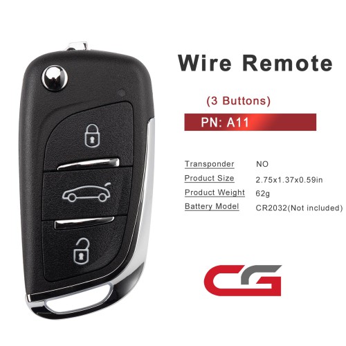 CG A11DS 3 Buttons Wire Remote 5pcs Used with CGDI K2 Remote Key Programmer