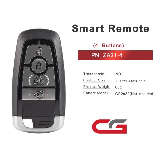 CG ZA21-4 FU.T(17.4-BTN) FOR.D 4 Buttons Smart Remote 5pcs Used with CGDI K2 Remote Key Programmer