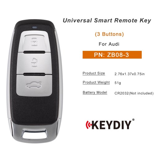 KEYDIY KD ZB08-3 Universal Smart Remote Key 3 Buttons for Audi Type 5PCS