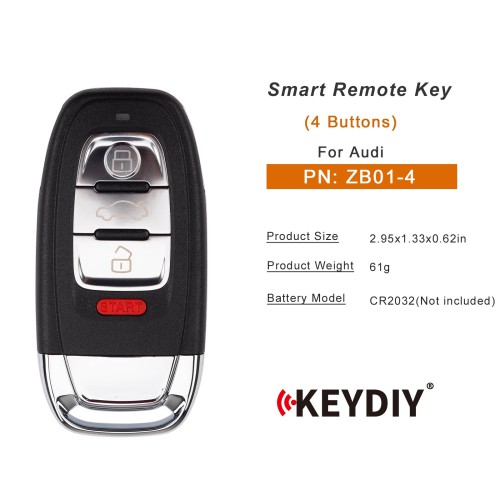 KEYDIY KD ZB01-4 Smart Remote Key for Audi Type 5PCS