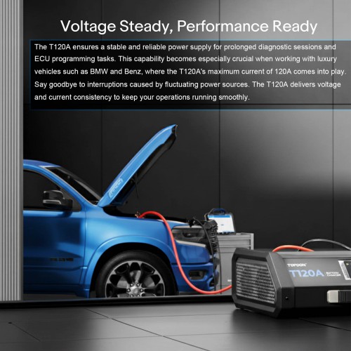 TOPDON T120A Stable Power Supply & 12V Battery Charger Cable Length: 5M