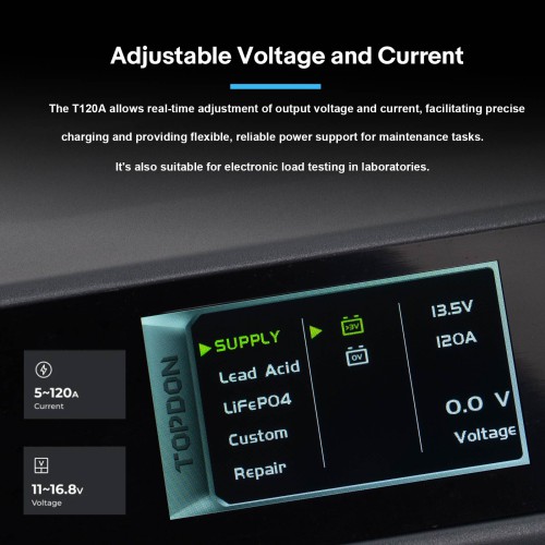 TOPDON T120A Stable Power Supply & 12V Battery Charger Cable Length: 5M