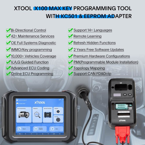 XTOOL X100 MAX Key Programmer 42+ Reset ECU Programming With KC501 All Key Lost Car Diagnostic Tool