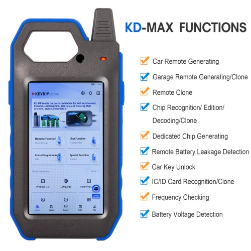 KD-MAX Android Smart Device Avec WiFi & Bluetooth Vérification de la Fréquence, Remote Génération, Remote Clonage, Chip Recognition Ajoute VW MQB49 5C