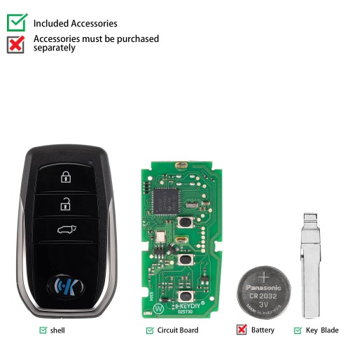 KEYDIY KD TB01-3 for Toyota for Lexus Universal Smart Remote Key 3 Buttons With 8A Transponder 5PCS