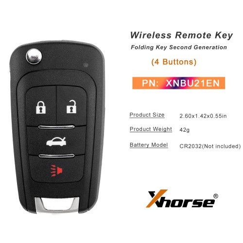 XHORSE XNBU21EN VVDI GM FLIP KEY TYPE WIRELESS UNIVERSEL REMOTE KEY 4 BOUTON 5PCS