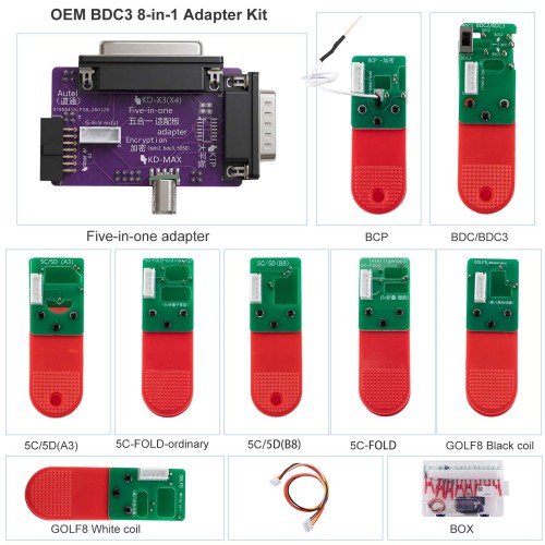OEM BDC3 8-in-1 Adapter Kit for VAG 5C/ 5D, for BMW Encrypted Key Programming & Matching